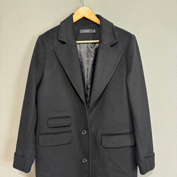 NWT Lauren Ralph Lauren Black Wool Maxi Coat Reefer Long Coat Size 8 $330 - Picture 4 of 12